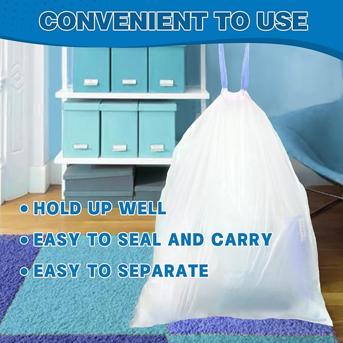 5 Gallon Trash Bags Drawstring 1.1 Mil