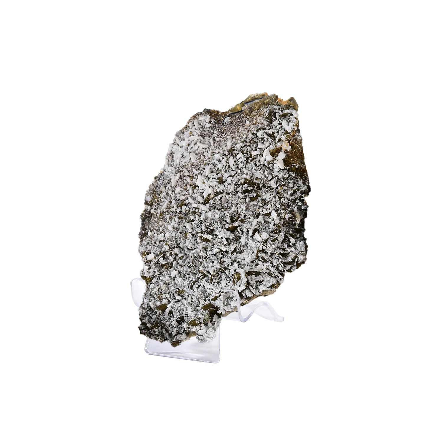 AMOYSTONE Indoor Decorative Stone Ornaments Siderite Large Quartz Ore Specimen Healing Calming Effects for Crystal Healer Lover (Grey-White 1.3-1.7 Pounds with Rack)