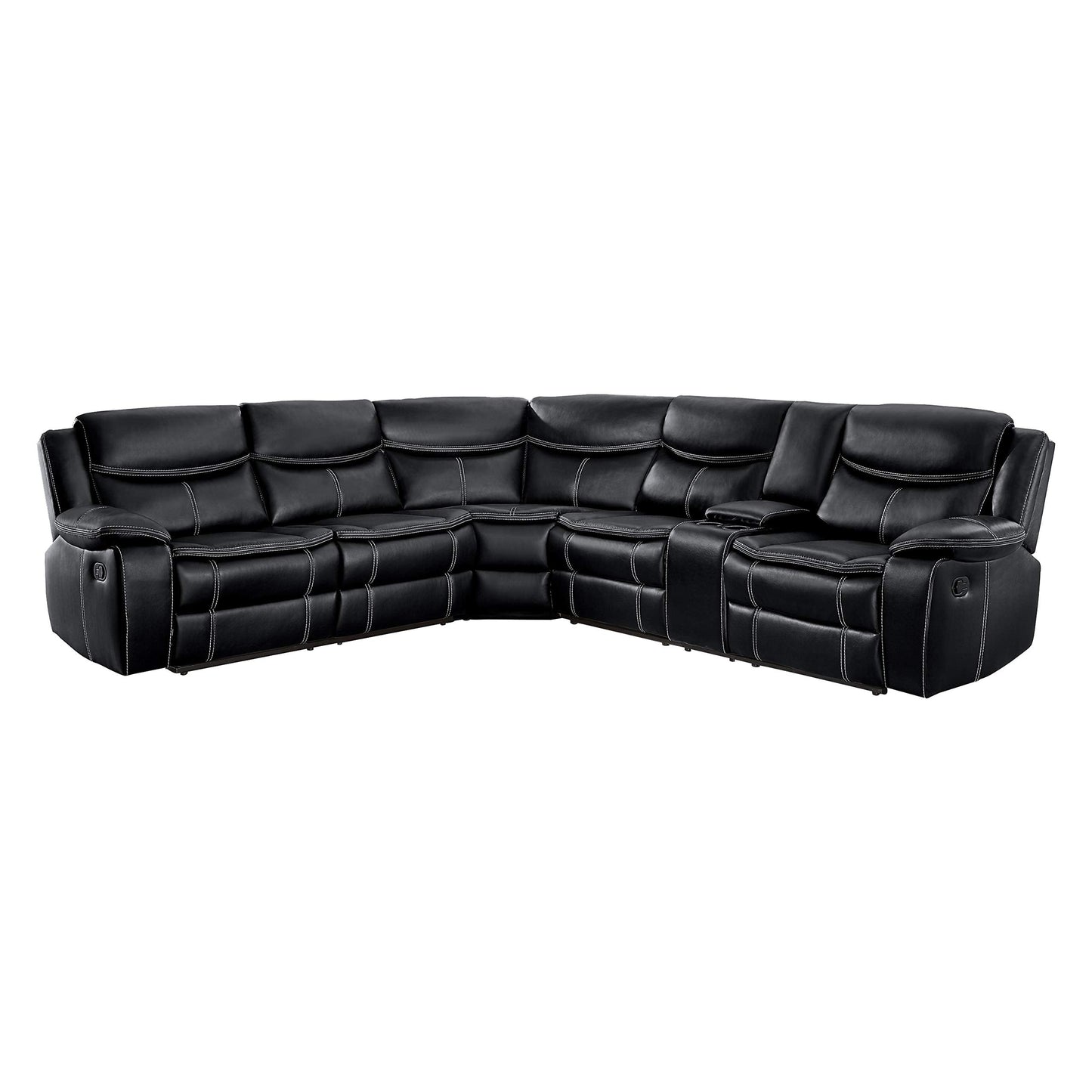 Lexicon Bay 3-Piece Manual Reclining Sectional Sofa, Black