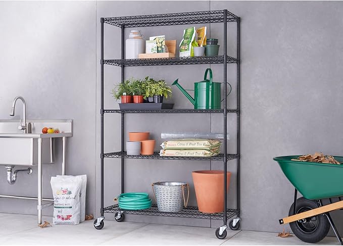 TRINITY 5-Tier Outdoor Wire Shelving Rack, 48in. x 18in. x 72in., Model# NTBTGBK-0975