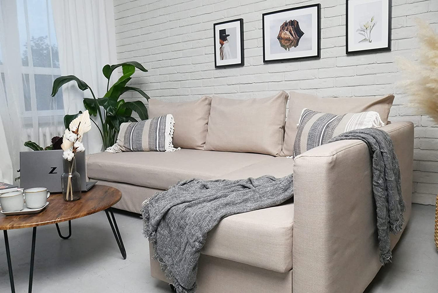 MASTERS OF COVERS Snug Fit Friheten Slipcover for The IKEA Friheten with Chaise Corner Cover, Sofa Bed Cover, Sectional Slipcover Replacement (Light Khaki（Cover Only！Not Sofa！）