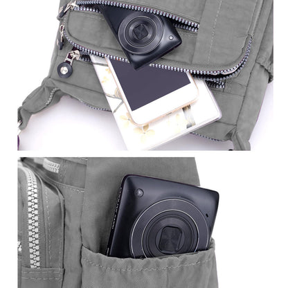 Womens Multi Pocket Casual Canvas Crossbody Bag Travel Purse Messenger Handbag for Shopping Hiking Daily Use (Gray)