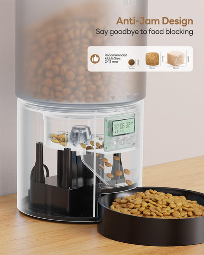 Automatic Cat Feeder Food Dispenser: 4L Timed Small Dog Dry Food Dispenser with 10s Voice - Distributeur Nourriture Chat Hund Programmable - Auto Pet Feeder with 1-6 Meals Per Day