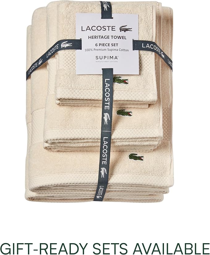 Lacoste Heritage 100% Supima Cotton Bath Sheet, Premium Super Soft Bath Towel