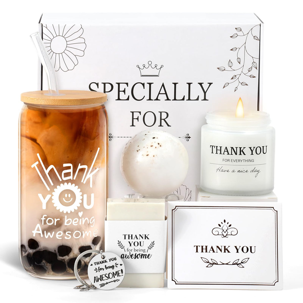 Benjika Appreciation Gifts for Women, Colleagues & Neighbors - Glass Cups, Employee & Coworker Thank You Gifts - 'Being Awesome' Gift Set