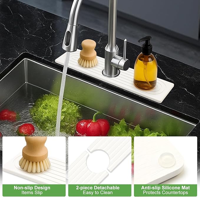 Small Stone Faucet Mat for Kitchen Sink Tray Diatomaceous Earth Quick Dry