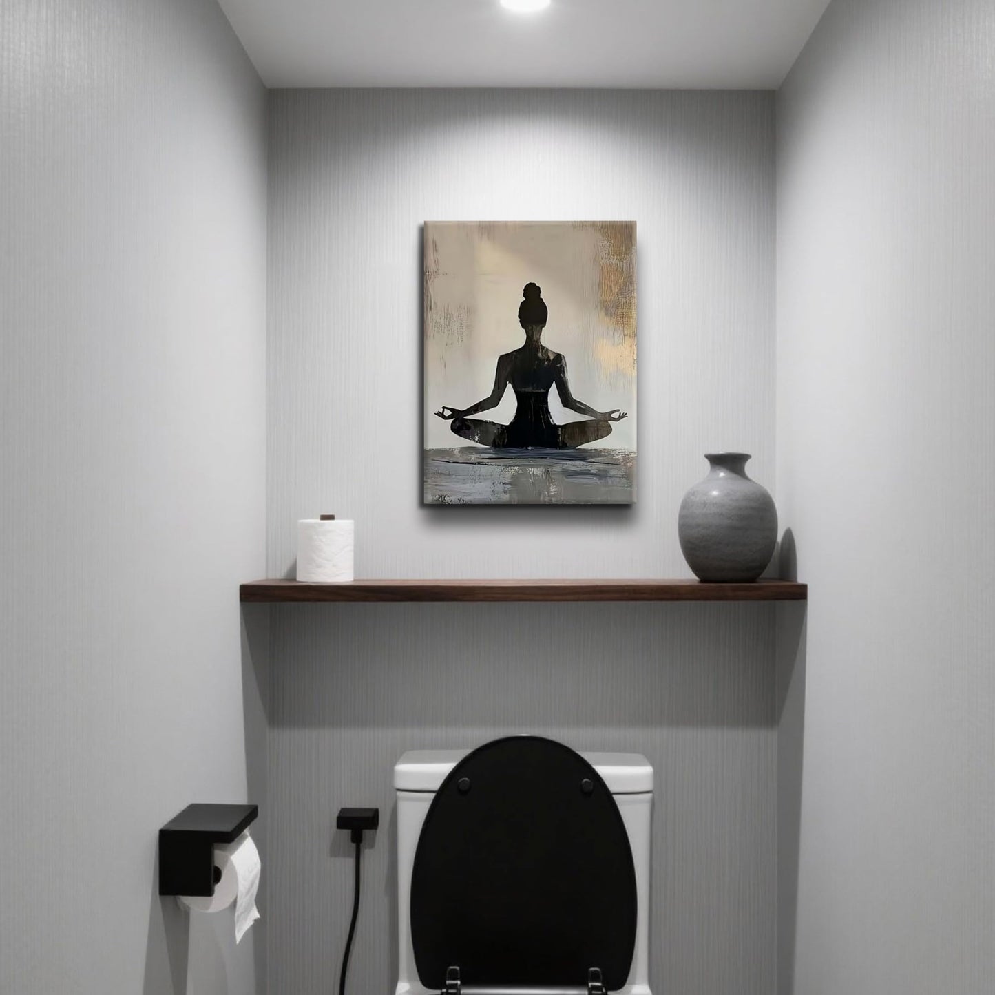 Framed Yoga Meditation Canvas Wall Art Minimalist Zen Silhouette Print Spiritua Mindfulness Painting Poster for Living Room Bedroom Yoga Studio Meditation Room Décor12x16 Inches