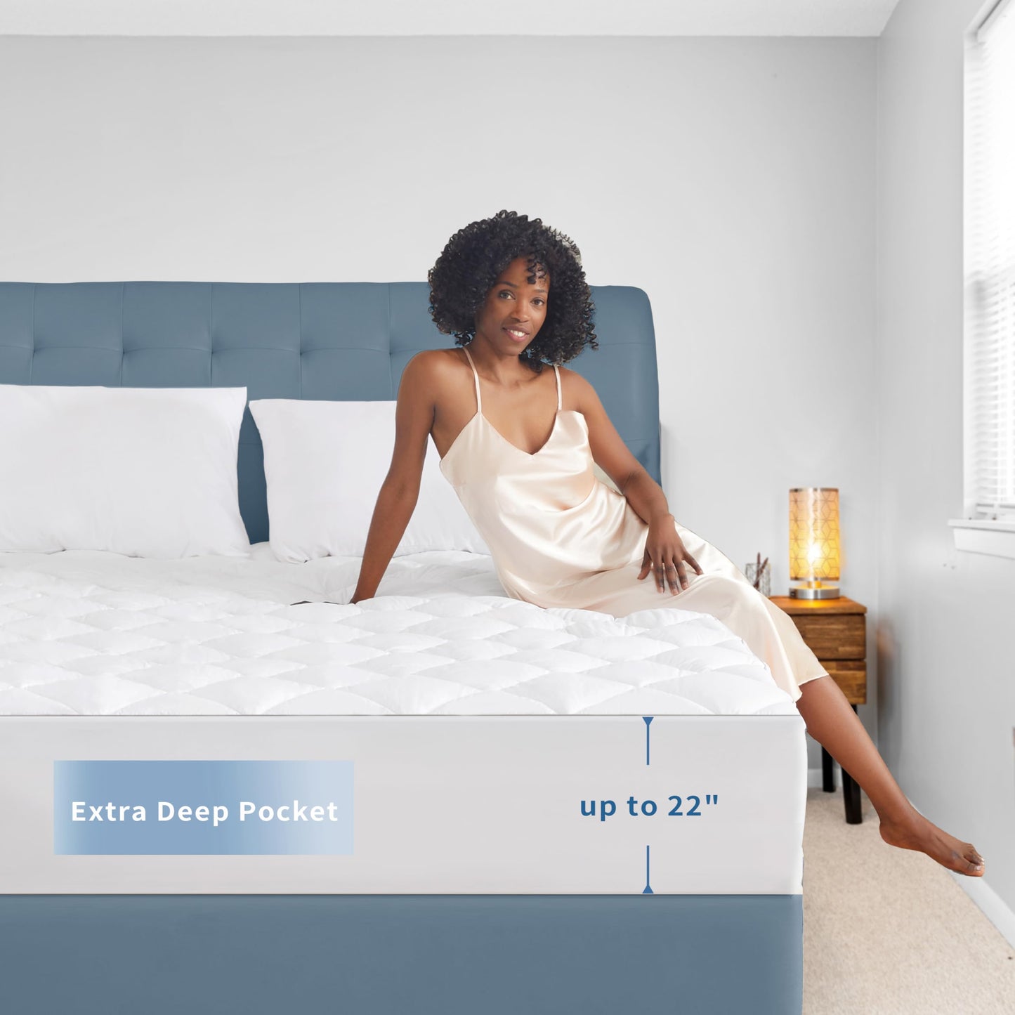 Sunflower Twin XL Mattress Pad Cover, Cotton Mattress Cover College Dorm Hypoallergenic, Extra Deep Pocket 18"-22" Quilted Mattress Protector Twinxl Size Thin Version, Soft Breathable and Noiseless