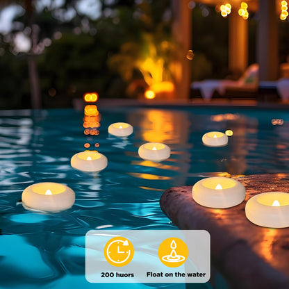 QQFCTOO 24 Pack 3” Flameless LED Floating Candles, Water-Activated Battery Operated Floating Candle with180+ Hours Runtime for Cylindrical Vase, Pool, Fountain - Ideal for Wedding, Party Decoration