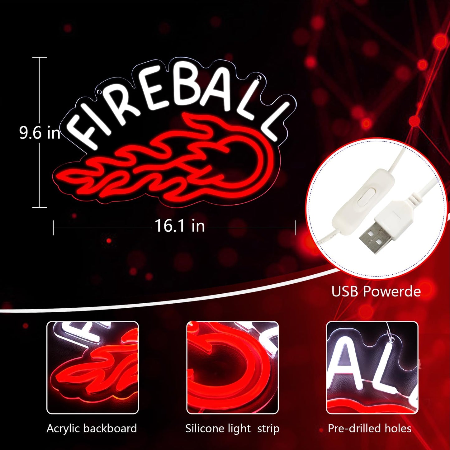 Neon Signs for Wall Decor，Neon Lights for Bedroom Led Business Signs Suitable for Drinks Shop、Man Cave、Christmas Gifts，16 * 10Inch(red)