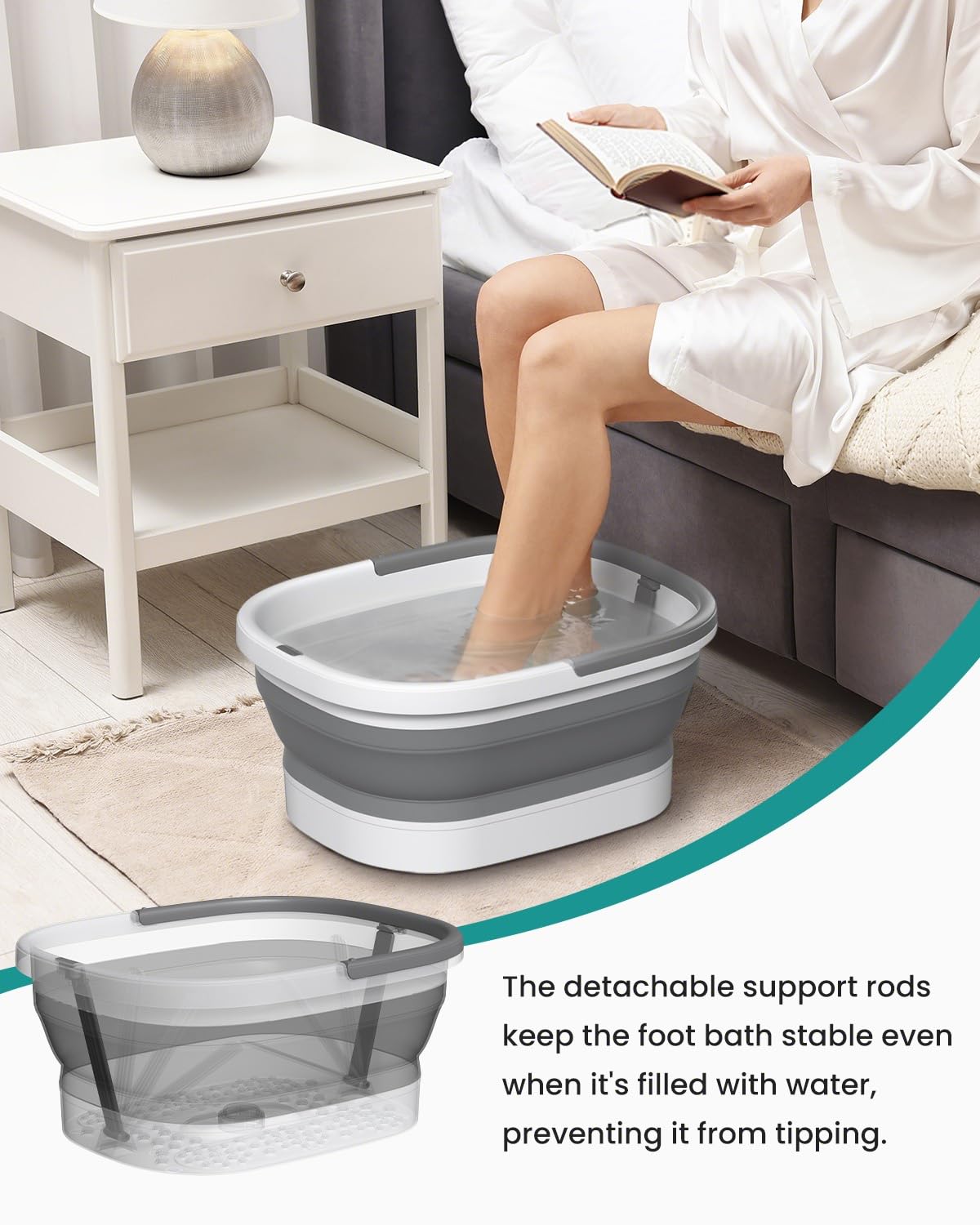 Nekteck Collapsible Foot Soaking Tub with 138 Acupressure Nodes and Pumice Stone for Foot Bath Soak, Foot Basin Foot Massager for Pedicure Foot Spa, Gifts for Men Women Dad Mom