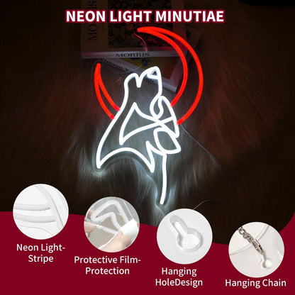 Pkshfja Wolf Moon Neon Sign Led Light Up Signs for Wall Decor Usb Powered Neon Light Signs Indoor Light for Room Decor Holiday Gift