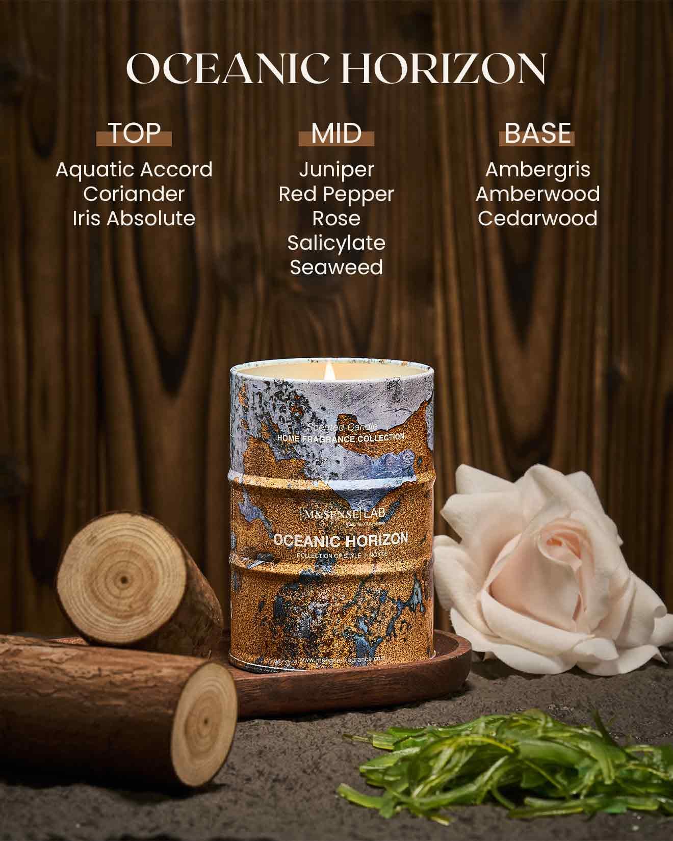 M&SENSE Oceanic Horizon Scented Candles Natural Non Toxic, Aromatherapy Candle for Stress Relief Meditation Relaxing, Housewarming Gifts for Women Men, 11.3oz 70 Hour Long Burning