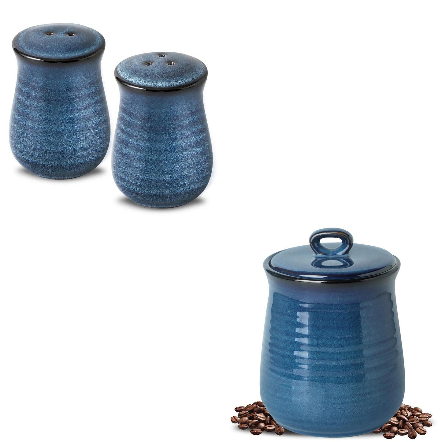 Tikooere Ceramic 3-Piece Set - Salt and Pepper Shakers Set, Cookie Jar with Lid