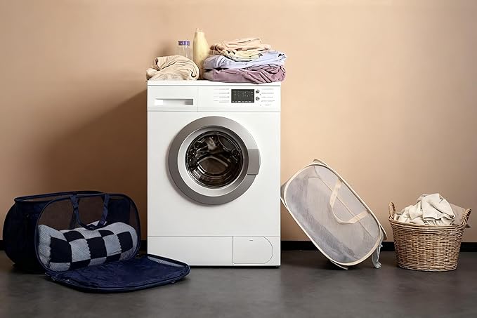 2 Pack Collapsible Laundry Baskets Popup Mesh Laundry Basket Durable Handles
