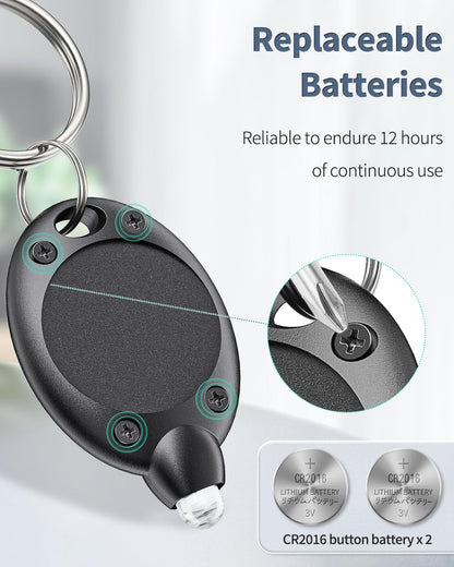Uniclife 20 Pack LED Keychain Flashlight Mini LED Keychain Light 12 Lumen Portable Ultra Bright Battery Powered Key Ring Torch for Outdoor Camping Hiking and Emergency Lighting, Black
