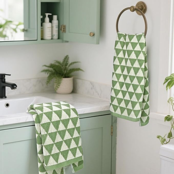 Jacquotha Green Hand Towels for Kitchen & Bathroom, 2 Pack Soft Lightweight