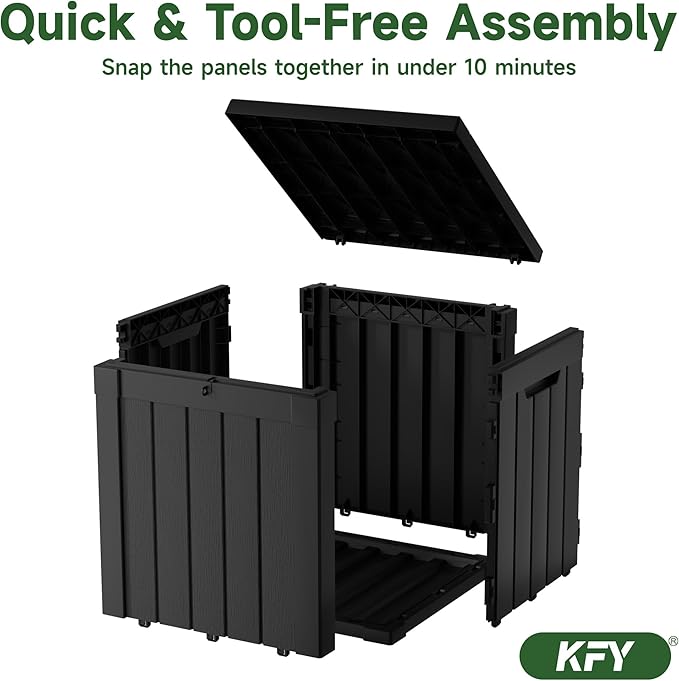 50 gallon deck box,All-weather resin material outdoorstorage box easy to install and portable,Suitable for indoor and outdoor scenes (black)