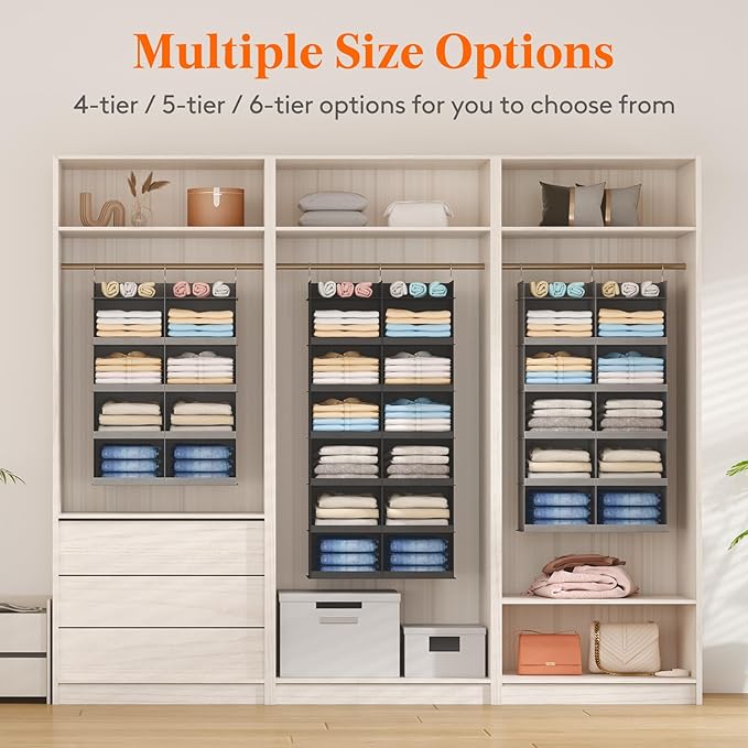 Lifewit Dual-Row Shelf Hanging Closet Organizer and Storage, Clothes Shelves