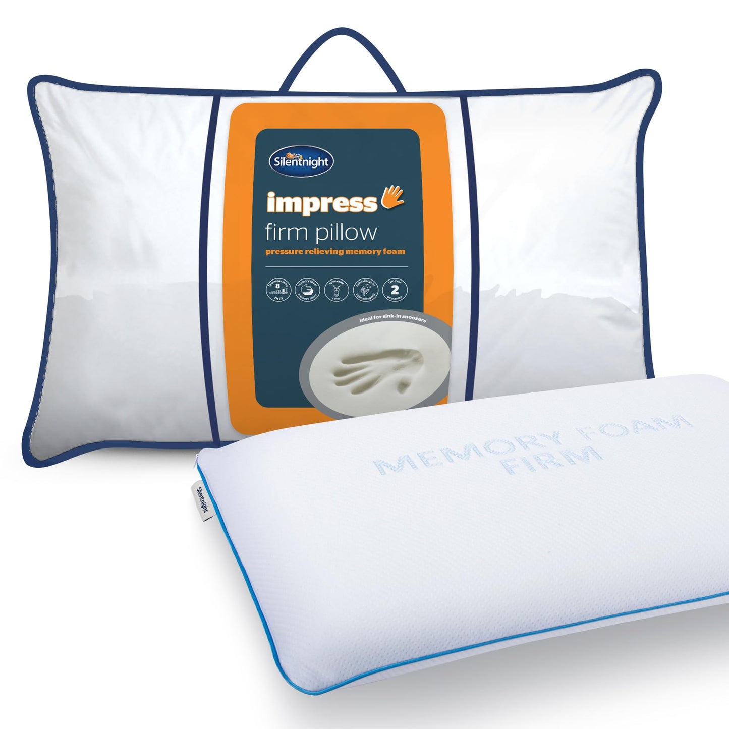 Silentnight Memory Foam Pillow – Orthopedic Pillow for Shoulder and Neck Pain Relief and Support – Hotel Quality Memory Foam Bed Pillow Machine Washable Cover for Back Stomach and Side Sleepers – Firm