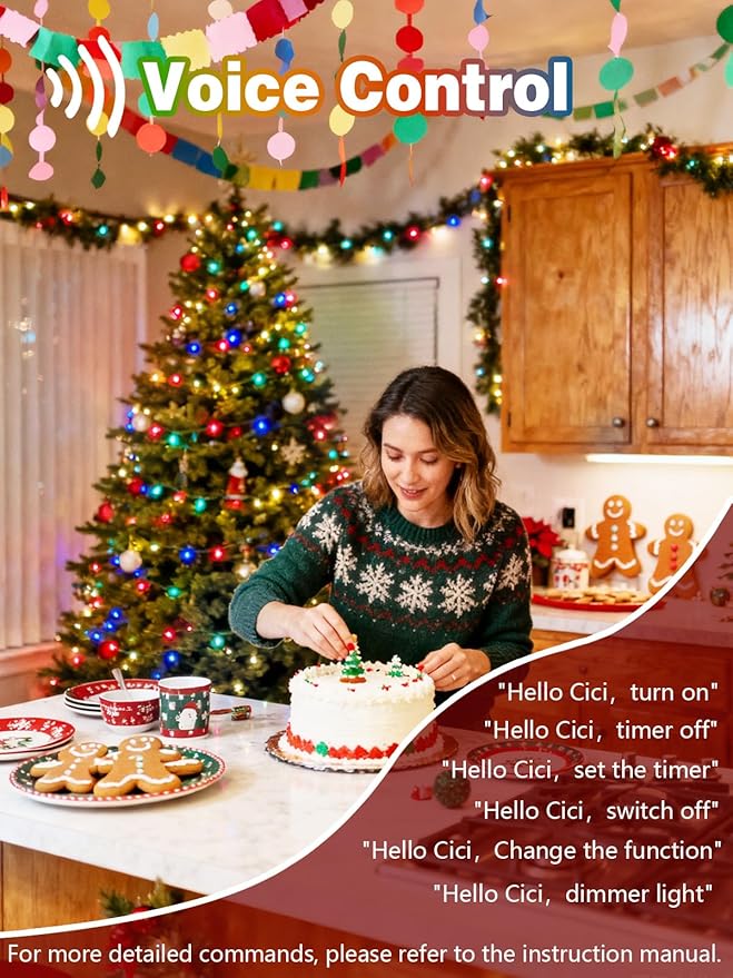 Voice Controlled Christmas Lights with Remote, 165 FT 500 LED String Lights Indoor Outdoor with 12 Modes 3 Timers, Dimmable Twinkle Light Plug in Waterproof for Xmas Tree Party Decor, Multicolor