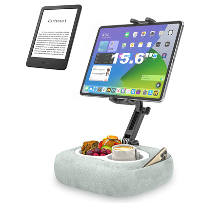 Kolasels Tablet Pillow Stand [Organic Cotton & Food Grade Tray] Adjustable Kindle Pillow Stand Holder for Lap/Bed/Couch/Desk, Fits 4.7-15.6" iPad, Kindle, Galaxy Tab, Phone, Detachable Bowl