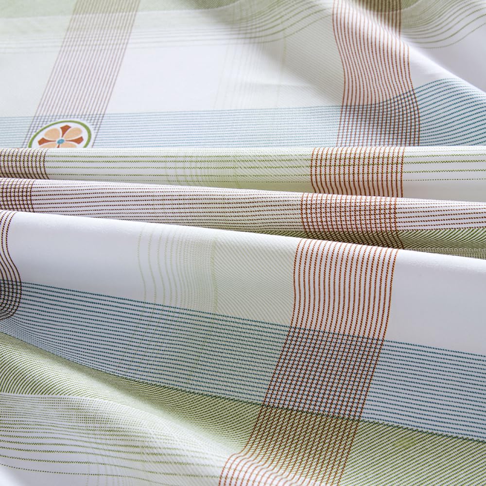 NATURETY Bedding Fitted Sheet with Deep Pocket,Modern Design Light Green Linellae Pattern Printed Fabric Bed Sheets (Green Checkered, Queen)