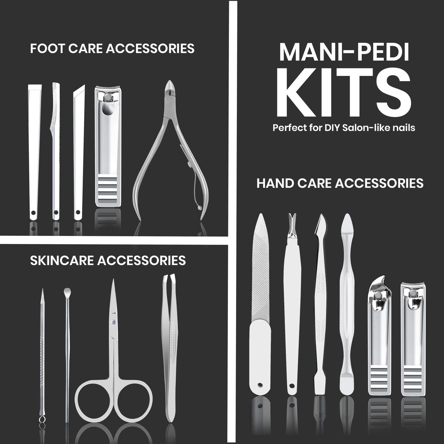 Utopia Care Nail Clippers Professional Nail Kit or Manicure Kit for Women and Men, Stocking Stuffers or Groomsmen Gifts 16Pcs Pedicure Set for Fingernail, Toenail Clippers with Travel Case