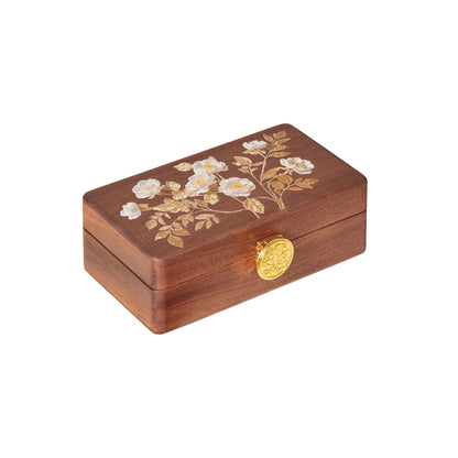 KAOTGOT Travel Jewelry Case Small Wood Jewelry Organizer Jewelry Box for Women (Nut-Brown Print)