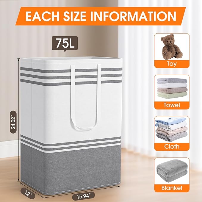 3 Pack Large Laundry Baskets, Laundry Hampers, Freestanding Waterproof