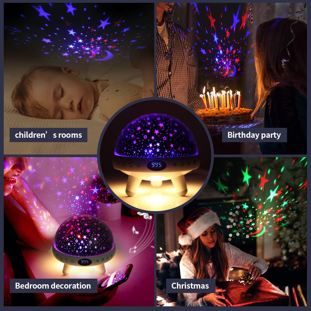 YACHANCE Baby Night Light Star Projector Night Light projector for Kids Room with Sound Machine White Noise Machine for Sleeping Soother Nursery Lamp 9 Natural Sounds 20 Lullabies Remote Control Timer