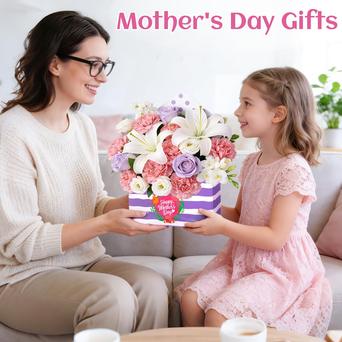 12 Pcs Gifts for Mothers Day Florist Box Mothers Day Bouquet Envelope Boxes Stripe Mother Gifts Floral Envelope Boxes Paper,Flower Bouquet Packaging Gift Box Wrapping for Wedding Birthday Party Decoration