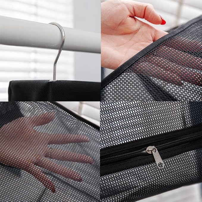Jelier Hanging Breathable Mesh Laundry Hamper Basket, Portable Heavy Duty