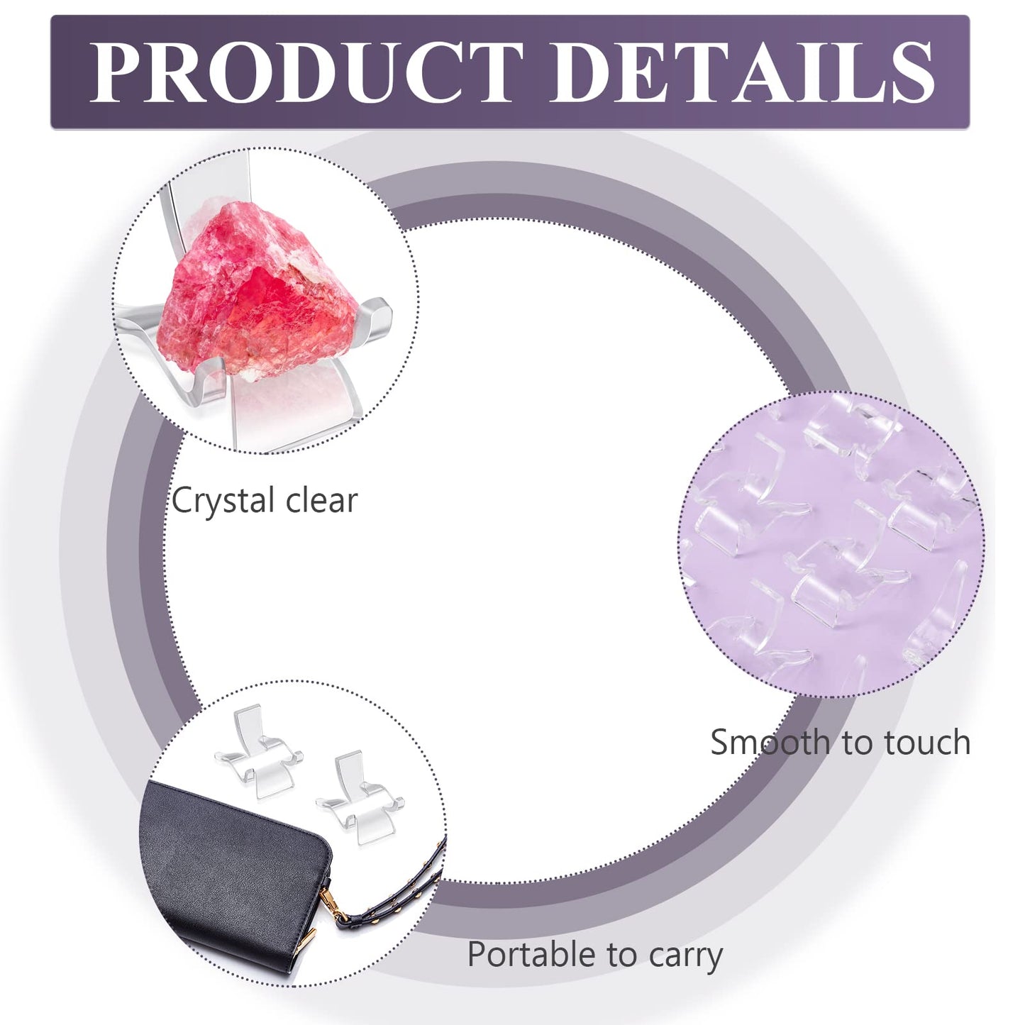 CHENGU 100 Packs Acrylic Triangle Display Holder Clear Plastic Display Easel Stands Crystal Display Clear Display Stand Collectibles Acrylic Stands for Rock Mineral Agate Coral Geodes(Small)
