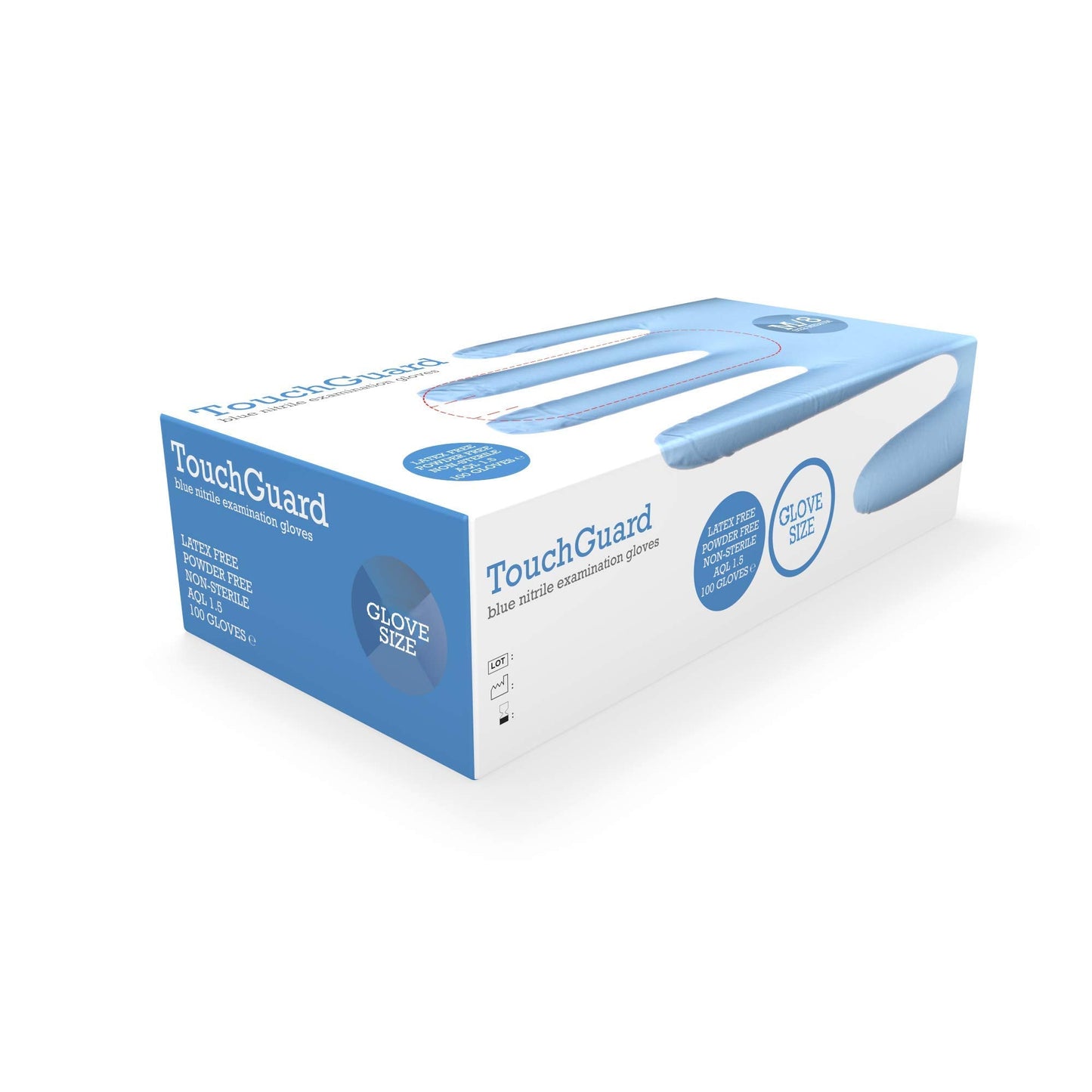 Touchguard Disposable Gloves Blue Nitrile - Latex and Powder Free - Multi-Purpose - Food Grade Gloves - Extra Strong Gloves - Box of 100 - Blue - Size XL
