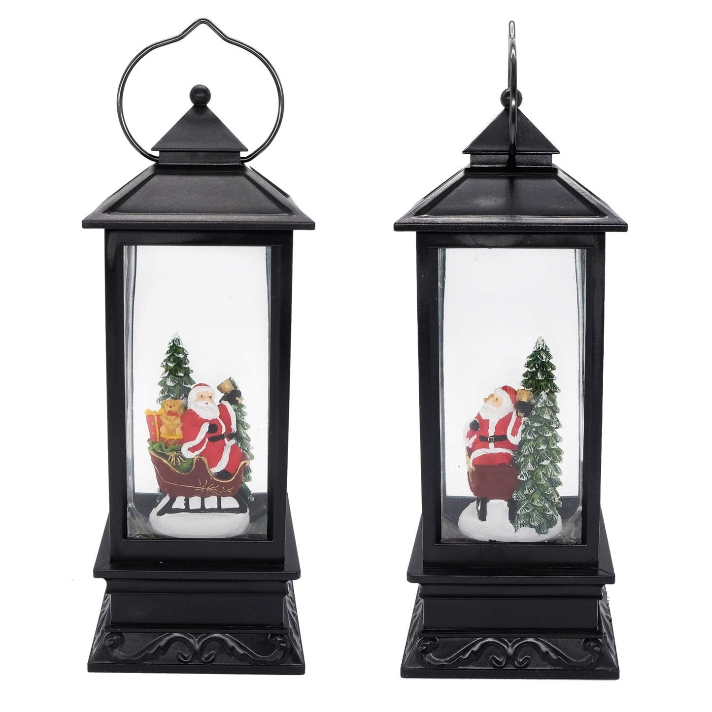 Eldnacele Singing Battery Operated & Plug-in Musical Lighted Christmas Snow Spinning Water Glittering Snow Globe Lantern Home Decoration and Gift, Santa Claus