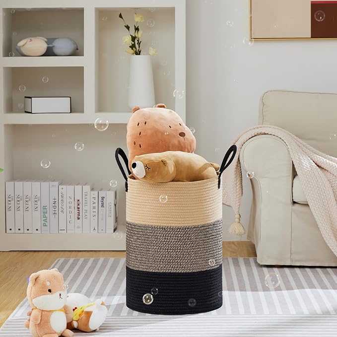 VIPOSCO Large Laundry Hamper, Tall Woven Rope Storage Basket