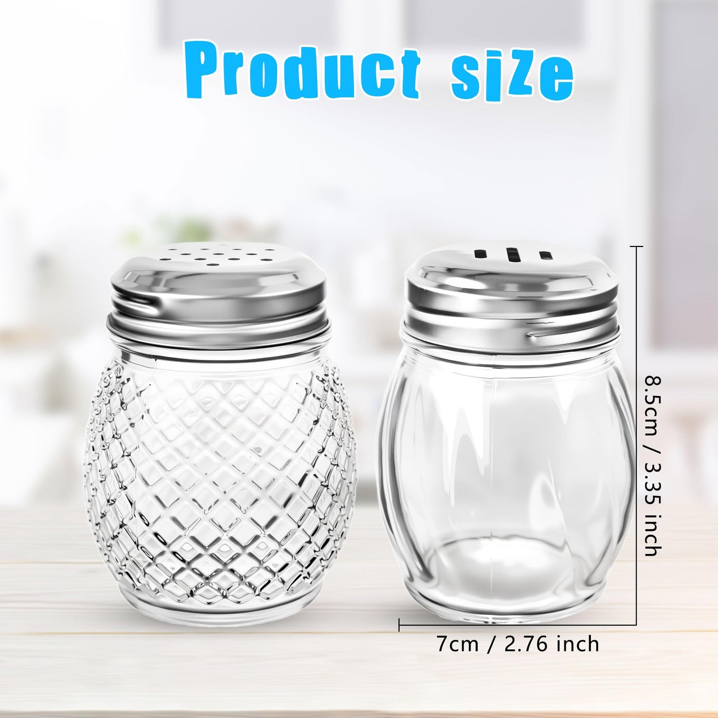 6 Pack 6 Ounces Glass Spices Shaker with Perforated Lid Salt Cheese and Pepper Shakers for Home Kitchen Restaurant Supplies, 2 Styles