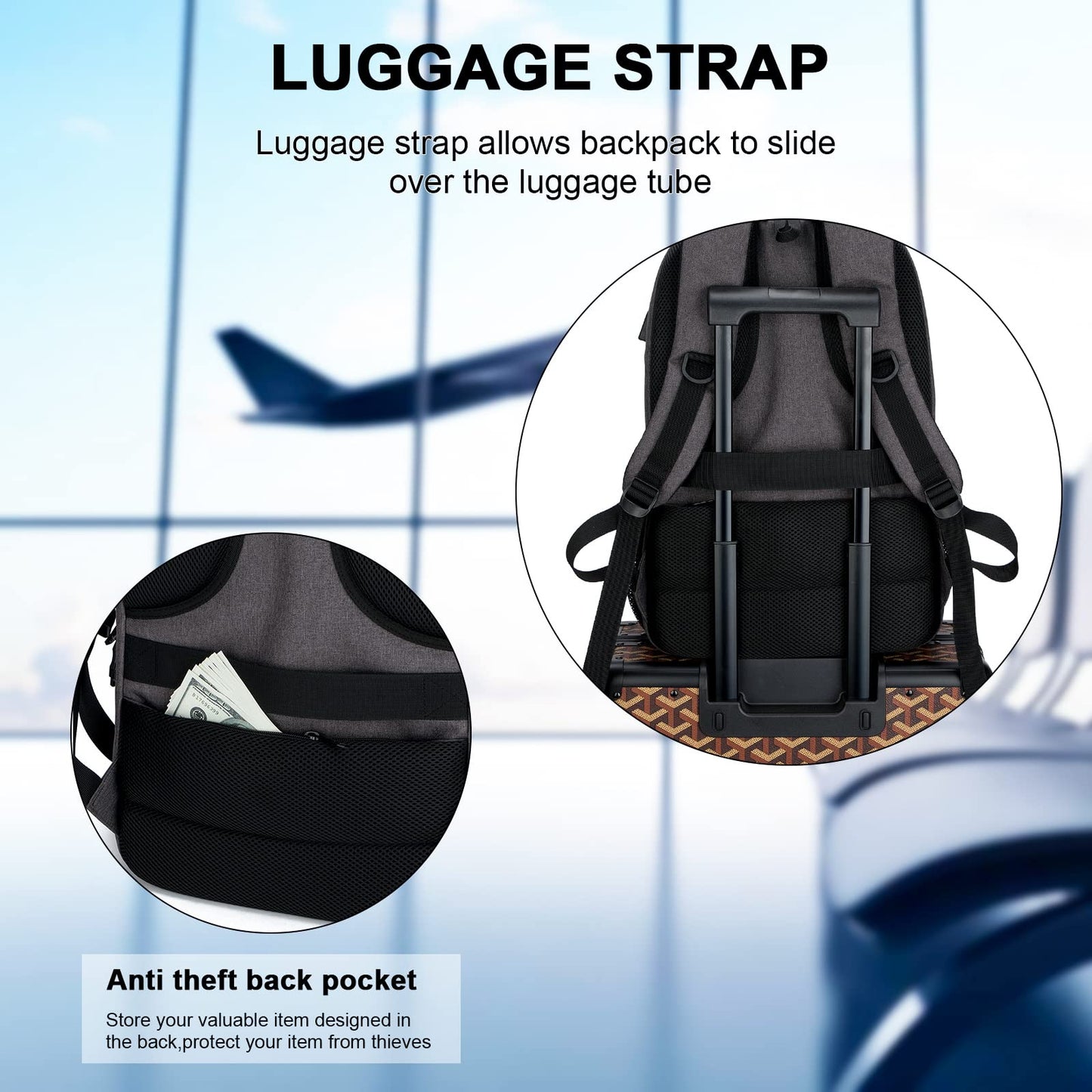 Lumesner Business Laptop Backpack with USB Charging Port; 17.3 Inch Anti Theft Travel Backpack for Men/Women; Water Resistant Computer Rucksack for School/Work/Travel