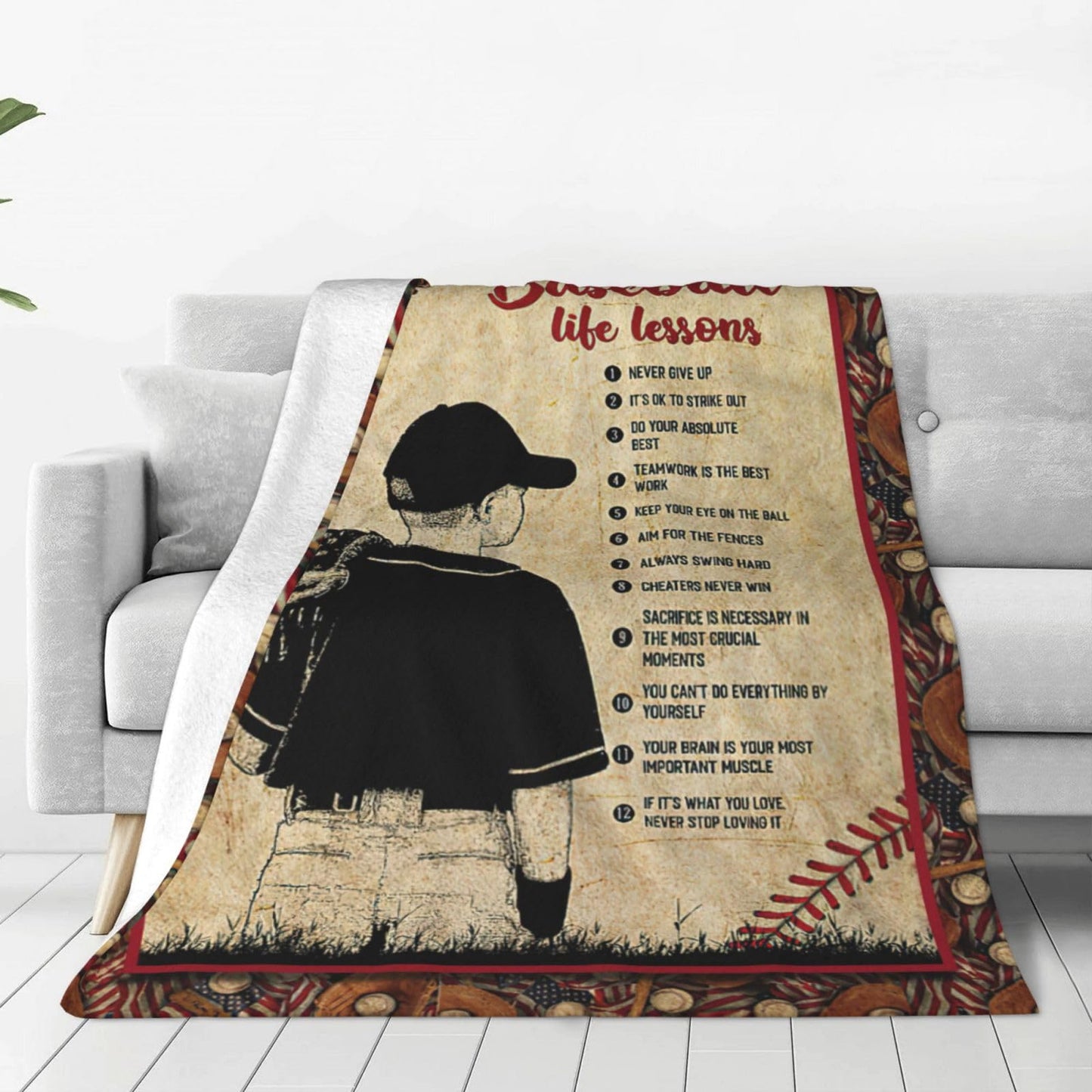 Baseball Decor Gifts: Cozy Fleece Flannel Blanket, Soft Warm Plush, Lightweight, 40"X50" for Boys Teens Kids, Couch Sofa Bed