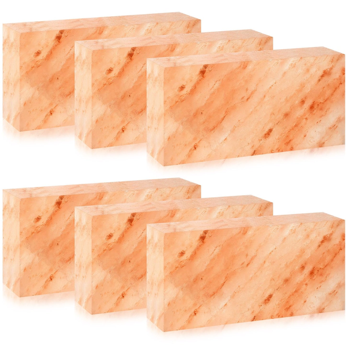 Swiffen 6 Pcs Himalayan Salt Tiles for Sauna Spa, 8 x 4 x 2 Inches, Natural Pink Salt Bricks Bulk Stone Blocks for Building Sauna Room, Spa Walls, Massage, Dry Aging, Wellness Centers, Home DIY Decor