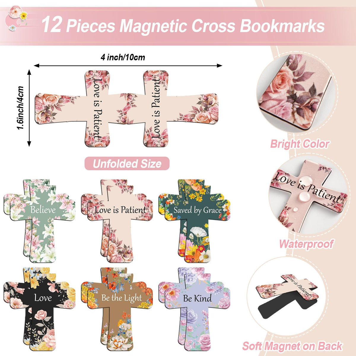 48 Pcs Christian Bulk Gifts for Women Include Bible Verse Notebook Scripture Pen Magnetic Cross Bookmark Organza Bag Inspirational Religious Journal for Church Sunday School Easter Mothers Day Prizes