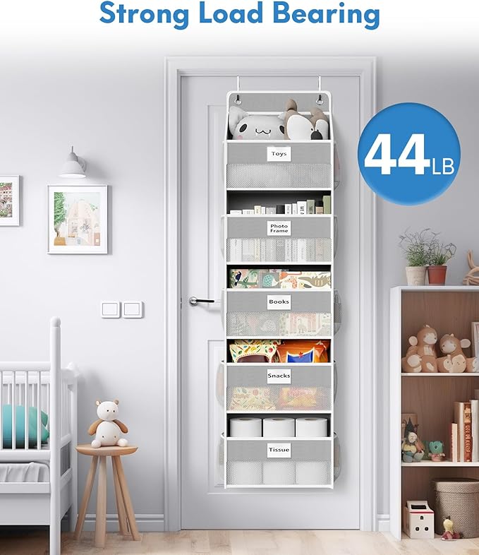 Over The Door Organizer Hanging, 5 Shelf Behind The Doors Storage, Pantry Door