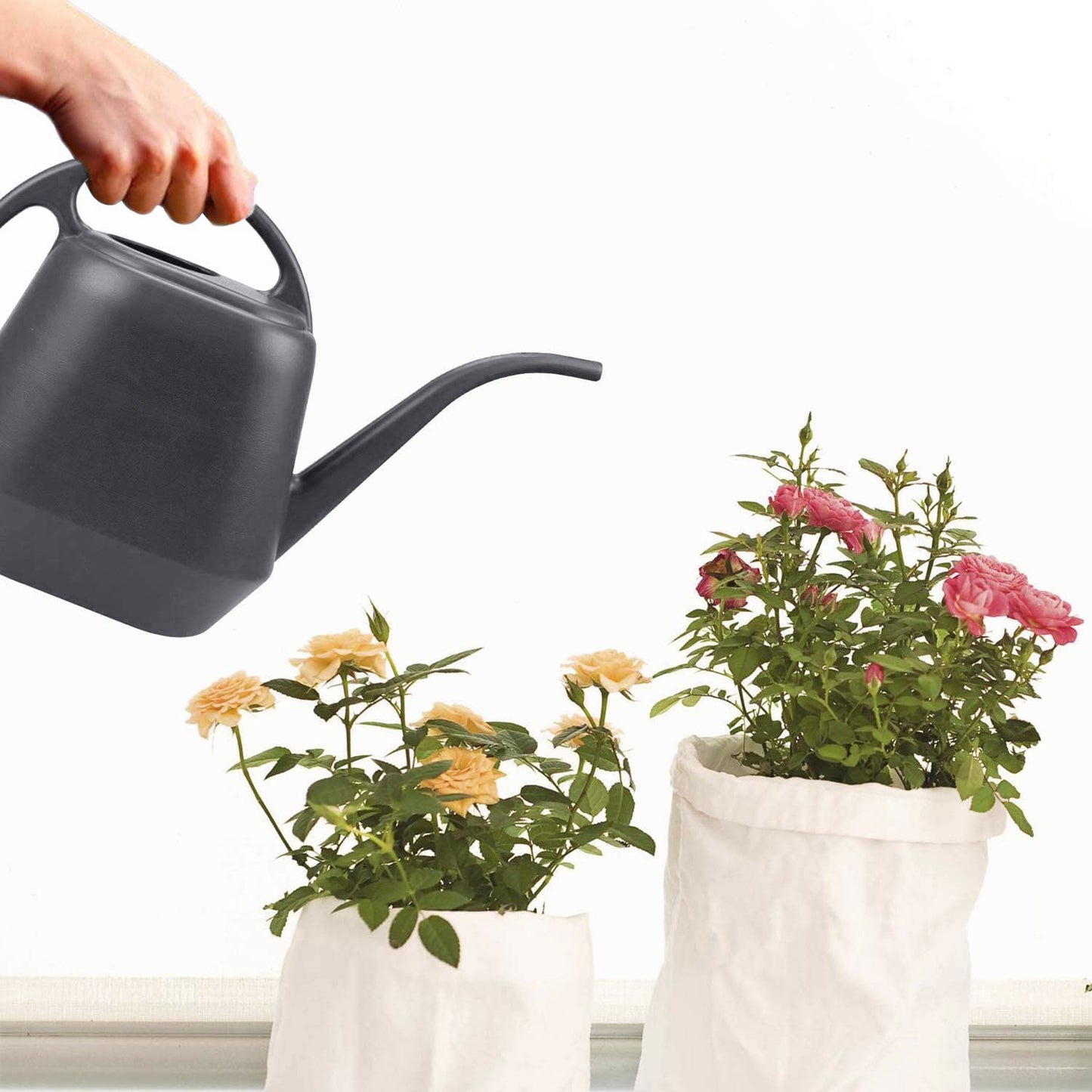 Fasmov Plastic Watering Can, Grey, 1-Gallon