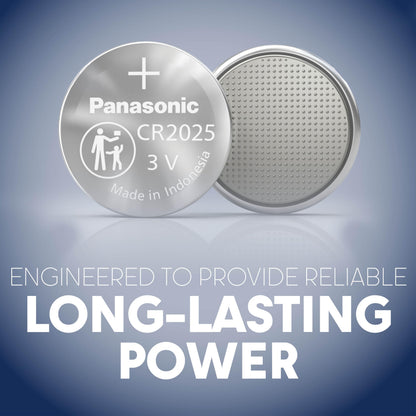 Panasonic CR2025 3.0 Volt Long Lasting Lithium Coin Cell Batteries in Child Resistant, Standards Based Packaging, 10 Count(Pack of 1)