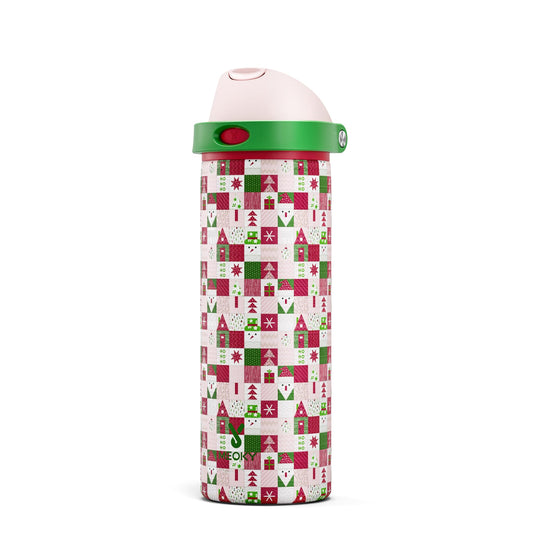 24 oz Insulated Water Bottle for Christmas: Meoky Stainless Steel Xmas Water Bottle with 2-in-1 Straw and Spout Lid - Leak Proof, Fits in Car Cup Holder, Christmas Gifts for Women Men, Santa Wishes