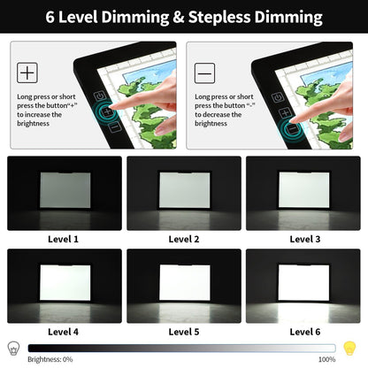 Zocelight Rechargeable A4 Light Box,led Light pad with Built-in Stand & Clip,6 Levels of Brightness Light Box for tracing,Diamond Painting.Light Table for Artists,Drawing,Sketching,Animation,X-ray