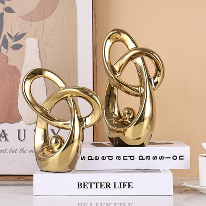 GAOSHENG Gold Modern Abstract Art Home Decor Accent,Statues Coffee Table Decor for Living Room,Table Centerpieces for Dining Room,Ceramic Sculptures and Gold Knick Knacks for TV Stand Decor