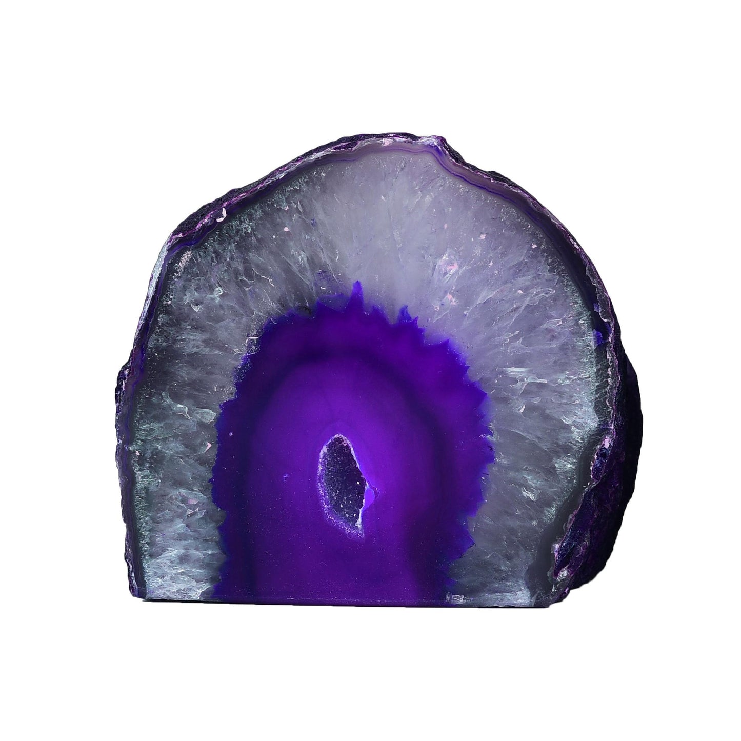 AMOYSTONE Natural Purple Agate Candle Holder 1.5-2lb, Raw Geode Base - Versatile Decor for Meditation, Yoga Studio & Home Mantel