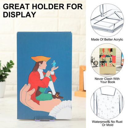 Memorywuu 12 Pack Acrylic Book Stand for Display Adjustable Clear Display Holder Easel Collector Stand for Home Office Back to School Comic Album CD Magazine Postcard Artworks (4.2 x 4.3 x 2.35 Inch)